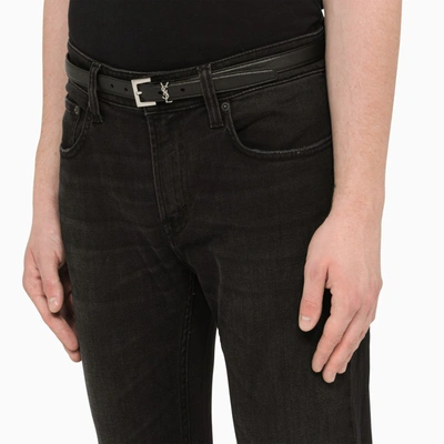 Saint Laurent Black Lambskin Monogram Belt In Black