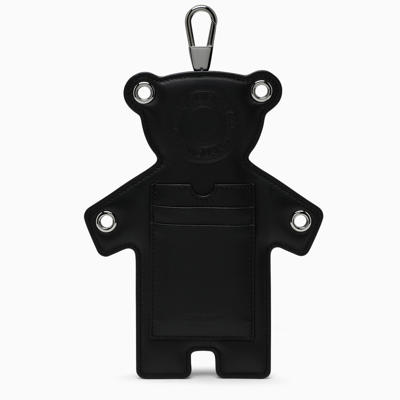 Shop Burberry Black Leather Bear Key Case