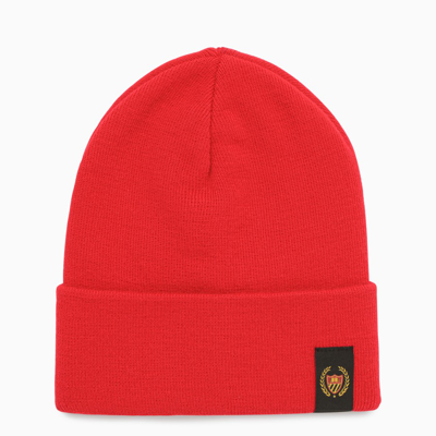 Shop Bel-air Athletics Red Knitted Bonnet With Logo