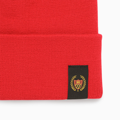 Shop Bel-air Athletics Red Knitted Bonnet With Logo