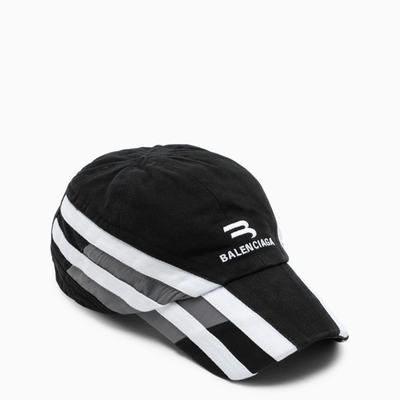 Shop Balenciaga Black/grey/white Logo-embroidery Baseball Cap