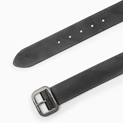 Saint Laurent Black Leather Joe Buckle Belt In Black
