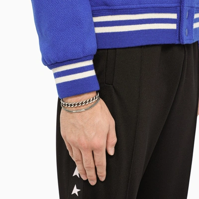 Saint Laurent Silver Gourmette Cuff Bracelet In Metal