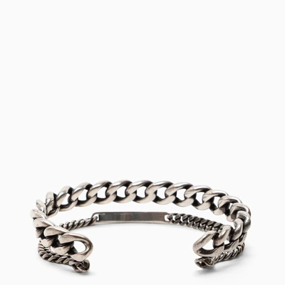 Saint Laurent Silver Gourmette Cuff Bracelet In Metal