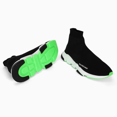 Shop Balenciaga Black/fluo Green Speed Sneakers