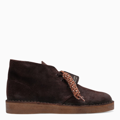 Clark Dark Brown Suede Medium Derby Shoes In Brown