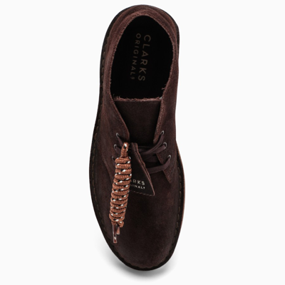 Clark Dark Brown Suede Medium Derby Shoes In Brown