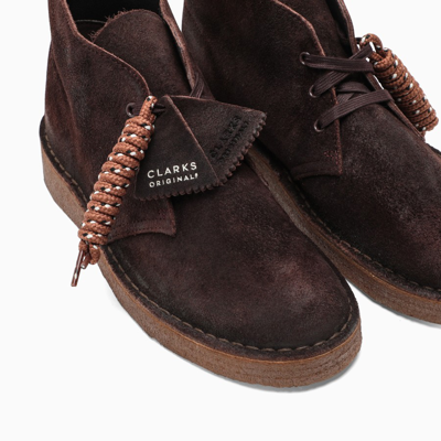 Clark Dark Brown Suede Medium Derby Shoes In Brown