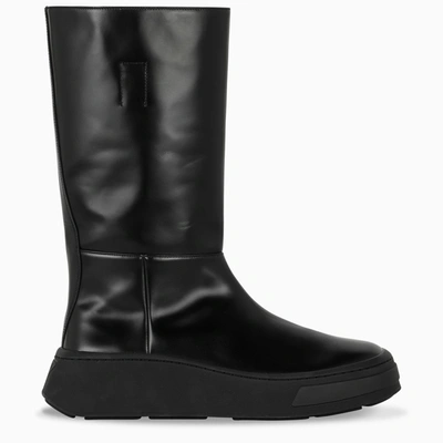 Shop Prada Black Brushed Leather Boots