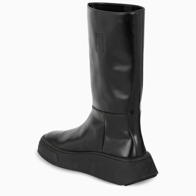 Shop Prada Black Brushed Leather Boots