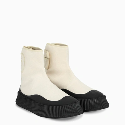 Shop Jil Sander Beige/black Canvas Boots In White