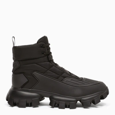 Shop Prada Black Padded Nylon High-top Sneakers