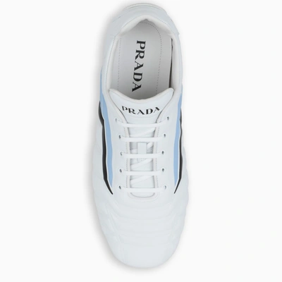 Shop Prada White/light Blue Rev Sneakers