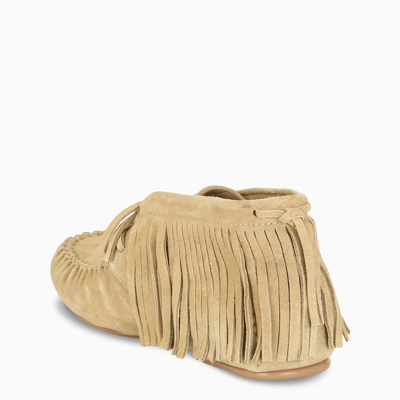 Shop Loewe Fringed Paula's Ibiza Loafers In Beige