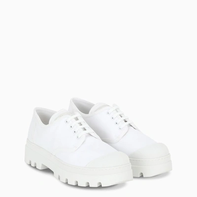 Shop Prada White Fasten Sneakers