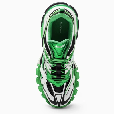 Shop Balenciaga Black White And Green Track Low Sneakers