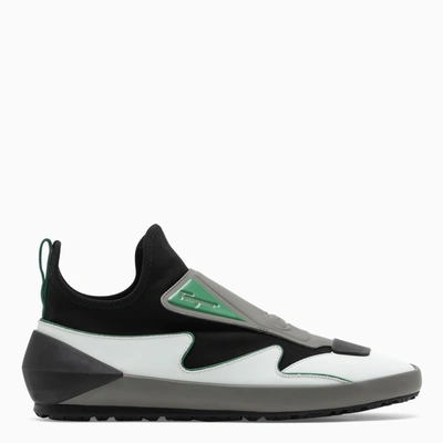 Shop Ferragamo Black/grey/white Nile 1c Slip-on Sneakers