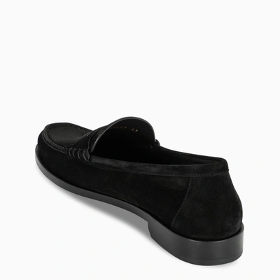 Shop Saint Laurent Black Suede Loafer