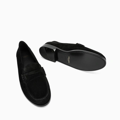 Shop Saint Laurent Black Suede Loafer