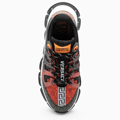 Shop Versace Black/bright Orange Trigreca Sneakers In Green