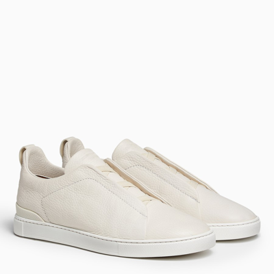 Shop Ermenegildo Zegna White Leather Slip-on Sneakers