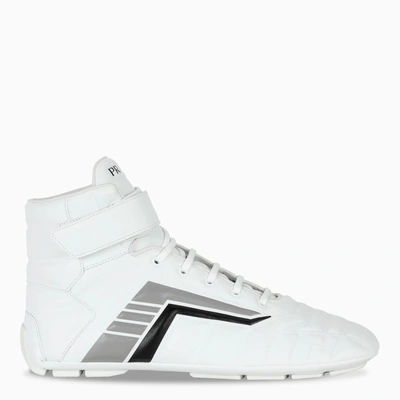 Shop Prada White/grey Rev High-top Sneakers