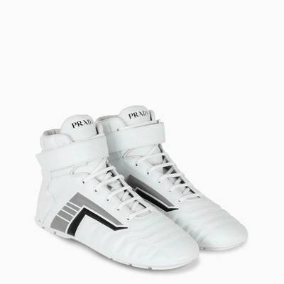 Shop Prada White/grey Rev High-top Sneakers