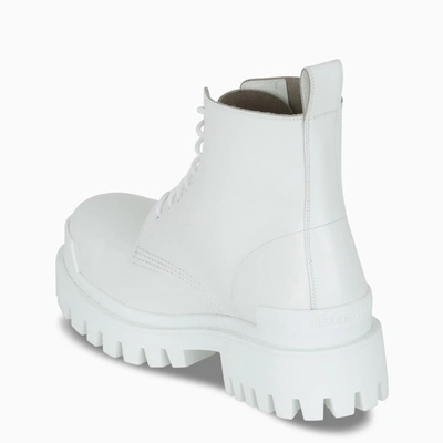 Shop Balenciaga White Strike Lace-up Boots