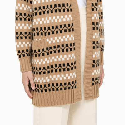 Shop Max Mara Camel Long Cardigan Pullover In Beige