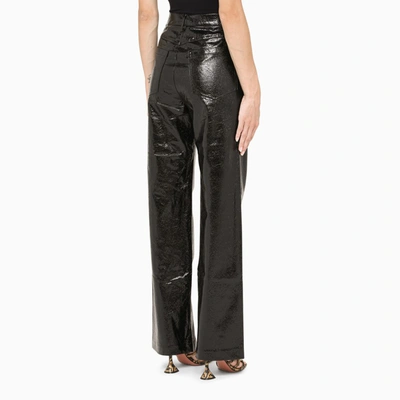 Rotate Birger Christensen Rotie Snake-effect Vegan Leather Straight-leg Pants In Black