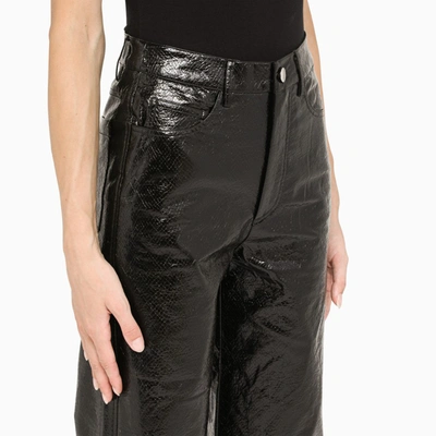 Rotate Birger Christensen Rotie Snake-effect Vegan Leather Straight-leg Pants In Black
