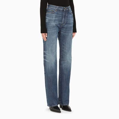 Shop Saint Laurent Blue Straight-cut Jeans