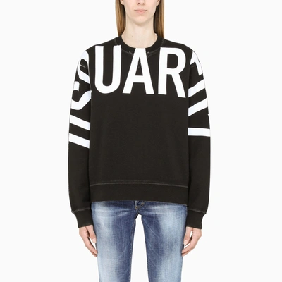 Shop Dsquared2 Black Sweatshirt With Contrasting Logo Lettering