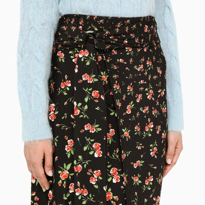 Shop Rabanne Black Floral Asymmetric Skirt