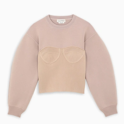 Shop Alexander Mcqueen Pink Ottoman Corset Sweater