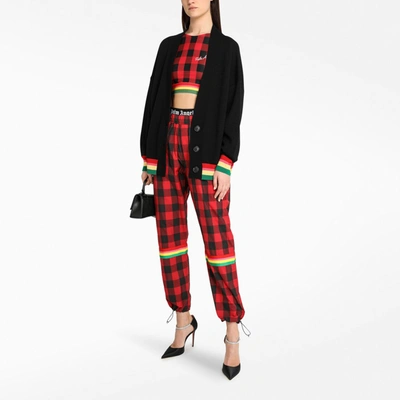 Shop Palm Angels Buffalo Checked Joggers In Red