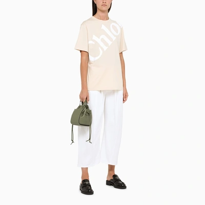 Shop Chloé Cream Logo-print T-shirt In Beige