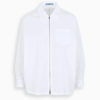 Shop Prada White Zipped Shirt