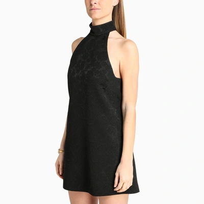 Shop Saint Laurent Black Floral-trim Sleeveless Dress