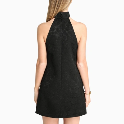 Shop Saint Laurent Black Floral-trim Sleeveless Dress
