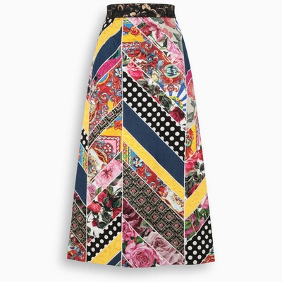 Shop Dolce & Gabbana Patchwork Long Skirt In Multicolor