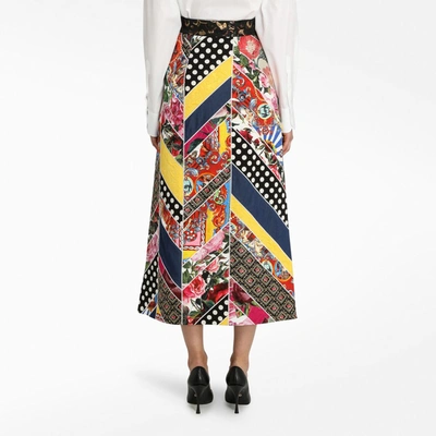 Shop Dolce & Gabbana Patchwork Long Skirt In Multicolor