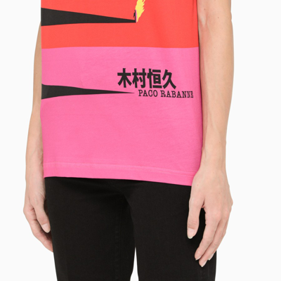 Shop Paco Rabanne Colour-block Crewneck T-shirt In Pink