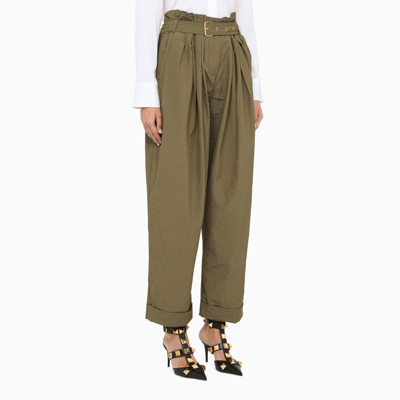 Shop Balmain Olive Green Six-pockets Trousers