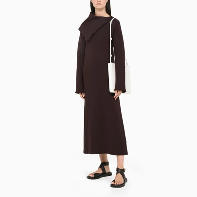 Jil Sander Asymmetric Collar Maxi Dress In Brown