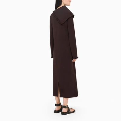 Jil Sander Asymmetric Collar Maxi Dress In Brown