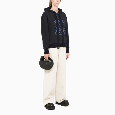 Shop Loewe Blue Anagram-embroidery Hoodie