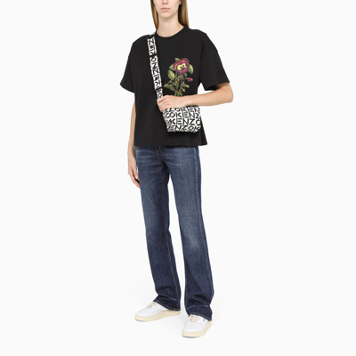 Shop Kenzo Black T-shirt With Contrasting Print