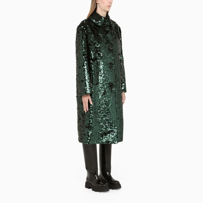 Shop Prada Dark Green Sequined Coat