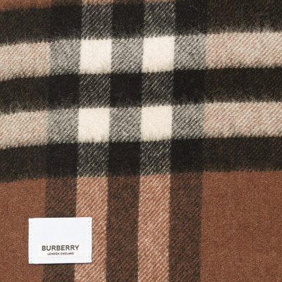 Shop Burberry Brown Check Cashmere Scarf In Beige